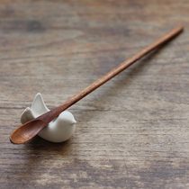 Liangyuan still product solid wood long thin handle coffee spoon round stick mixing spoon Teak teaspoon tea dial
