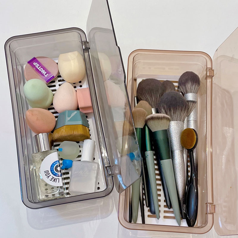 Makeup Brush Containing Dust Resistant with cover box Large capacity Bucket Mesh Red Brow Pen Beauty Egg Pen Holder Carry Portable Out