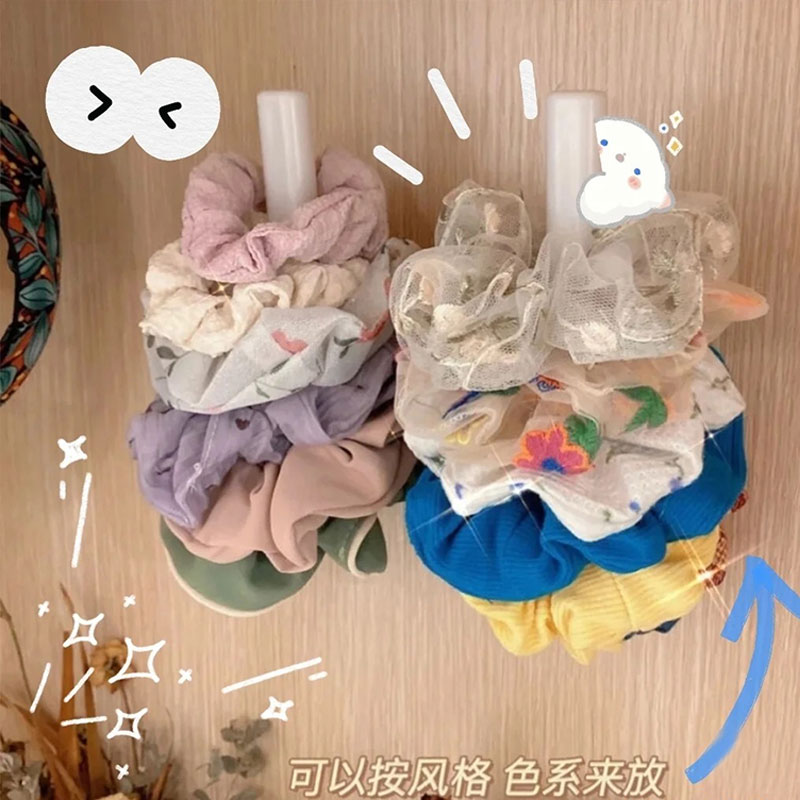 Large intestine hair ring storage box wall hanging free punch hook frame jewelry hair ring hair accessories rubber band hair hoop display artifact