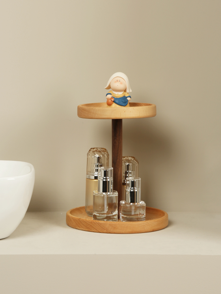 Artisan Wood Home Woody Solid Wood Table Shelf Cosmetics Permalink Multilayer Containing shelf Desk ins finishing