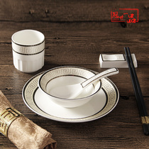 Hotel table bowl custom cutlery lettering Private custom made custom printed logo Restaurant hotel club use