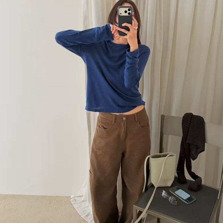 Hygge Korean Blogger Recommended! Korean-Style Structured and Stylish Wide-Leg Jeans K68676