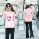 Áo mới xuân hè 2018 bé gái áo bé gái nước ngoài cotton bé gái t dài tay áo sơ mi thân dài áo thun đồ bộ bé trai