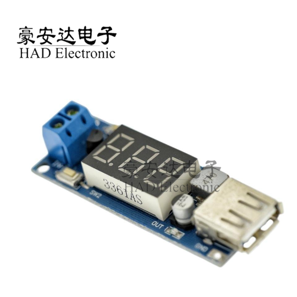 DC-DC 降压电源模块 车载电瓶电压表 + 5V USB充电 手机
