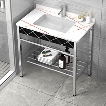 Light luxury Rock board integrated basin floor bracket combination Nordic bathroom modern simple wash face wash hand basin