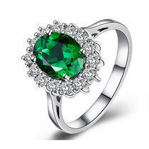 Princess emerald color treasure ring 925 sterling silver inlaid color gem jewelry ring plated 18K gold womens jewelry