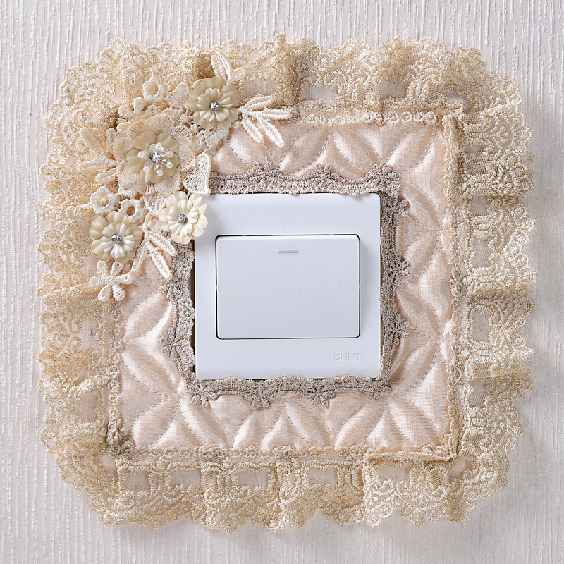 Switch Sticker Stereo European Fabric Lace Socket Wall Sticker Protective Cover Room Switch Set Decorative Personalized Switch Cover