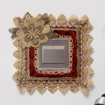 New European-style pastoral switch cover protective cover fabric lace edge three-dimensional socket wall sticker personalized creative decoration