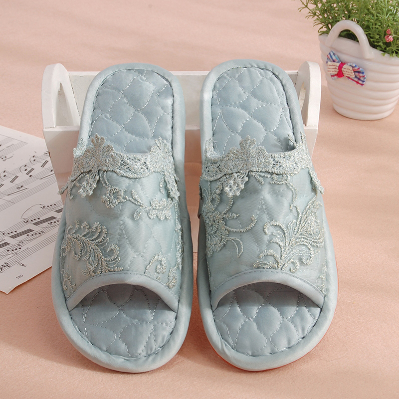 Indoor Fabric Lace Slippers Slippers All Season Silent Floor Home Shoes Men And Women Soft Bottom Non-slip Line Mop Tug