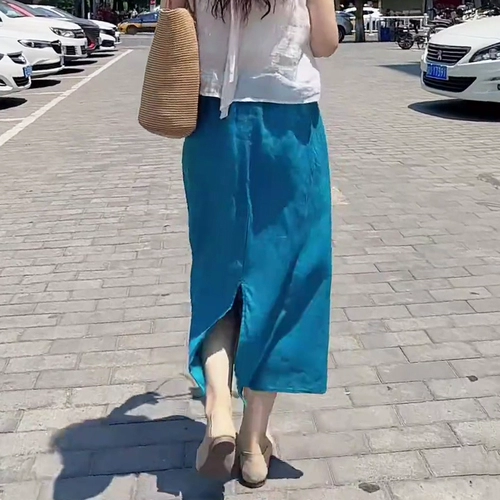 Синяя летняя юбка для отдыха, размер, А-силуэт