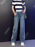 初乙 Летние модные джинсы, весенние штаны, высокая талия, изысканный стиль, свободный прямой крой