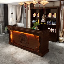 Hotel bar cashier counter wine cabinet one new Chinese-style solid wood retro hot pot shop counter antique front desk reception desk