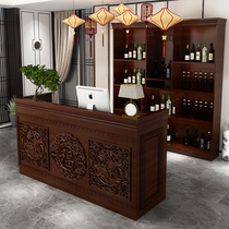 Chinese-style hotel cashier counter bar wine cabinet combination commercial hotel hot pot restaurant counter tea restaurant reception desk front desk