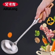 Ailong chống vảy tay cầm bằng gỗ dài 304 inox muỗng canh gia đình làm dày cháo nhà bếp cháo muỗng