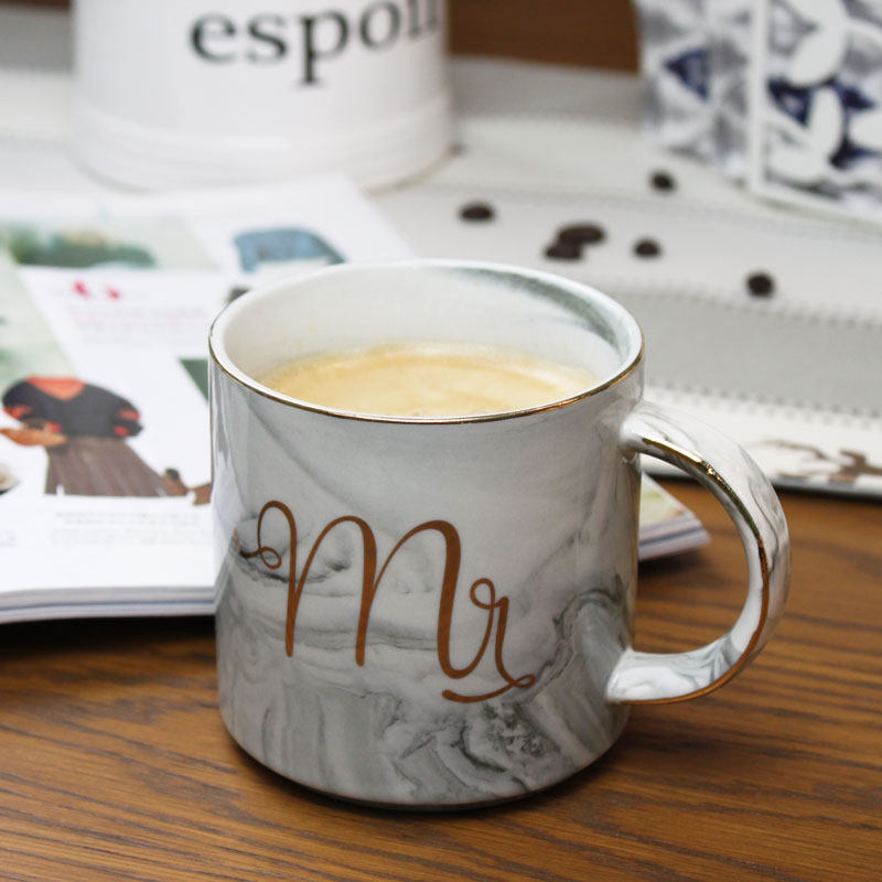 Dorma marbling ceramic mug ins Nordic coffee cup with lid spoon couple cup creative domestic water