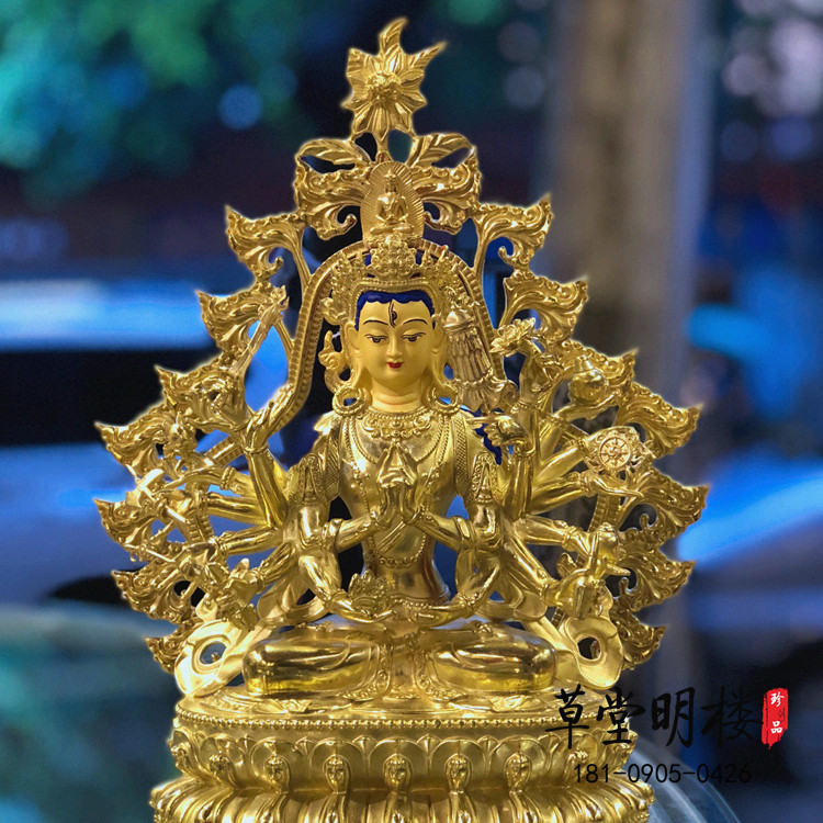 Tibetan Tantric Zunti Buddha mother pure copper gilt Buddha statue Seiko eight-inch Zhunti Bodhisattva bronze statue can be hidden