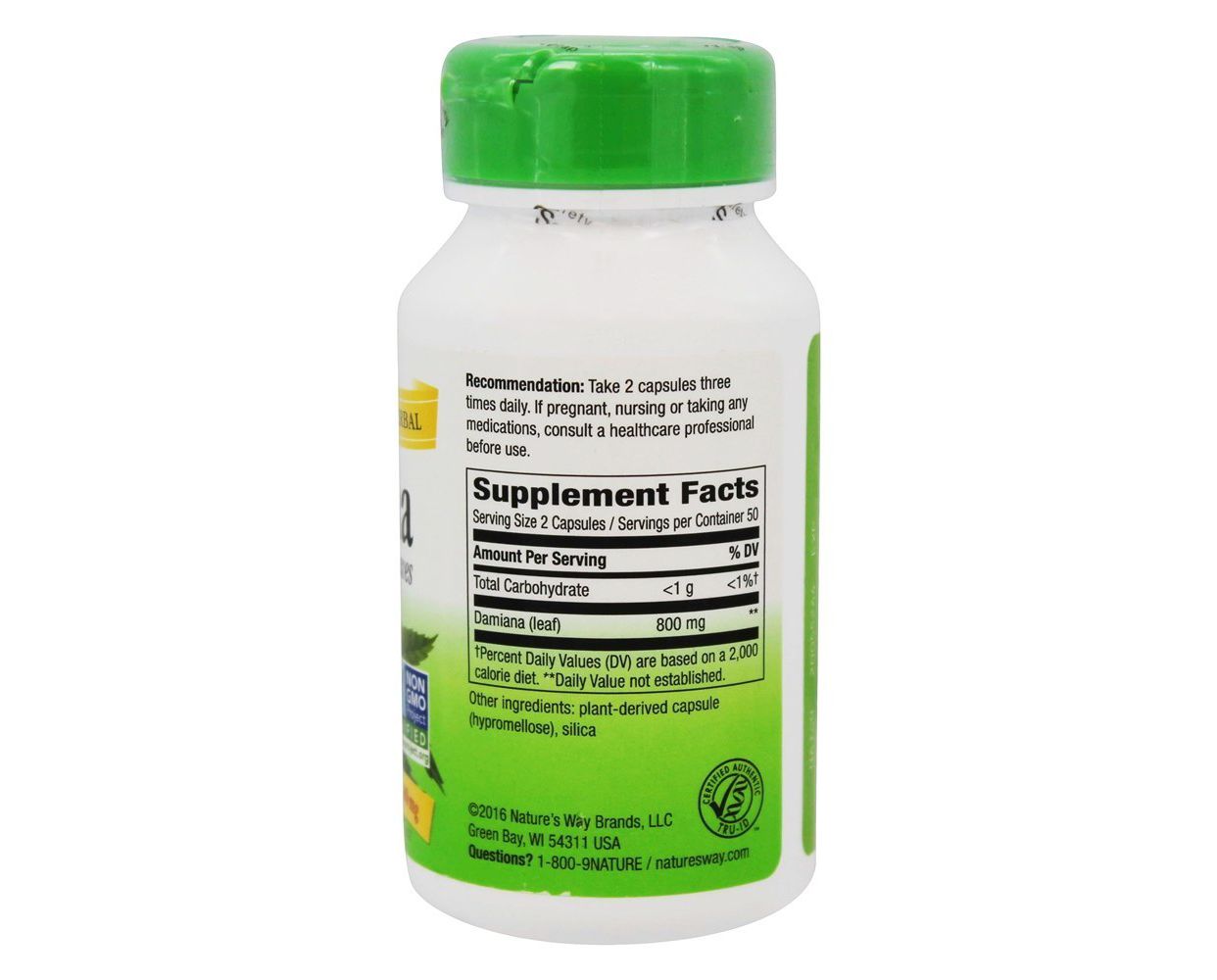Natures Way Damiana Sản phẩm chăm sóc sức khỏe nam giới Truyền cảm hứng cho Hormone Nâng chức năng 100 viên nang - Thức ăn bổ sung dinh dưỡng thực phẩm chức năng bổ sung canxi
