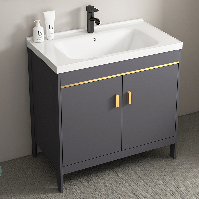 Space Aluminum Bath Room Cabinet Floor Type Washbasin Toilet Balcony Ceramic Wash Terrace Modern Simplicity Integrated Basin Cabinet-Taobao