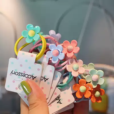 Cute candy color Hyuna flower children Hairband rubber band girl baby trumpet Hairband kindergarten tie hair