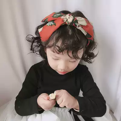 Korean children flower cross big bow hair band Little Girl wide edge pressure hair fashion headgear girl hairclip