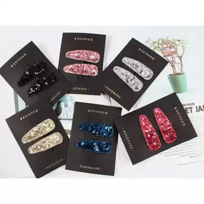 Korean children's headdress girl sequin bbon clip Joker child hairclip broken hair bangs clip baby hairclip