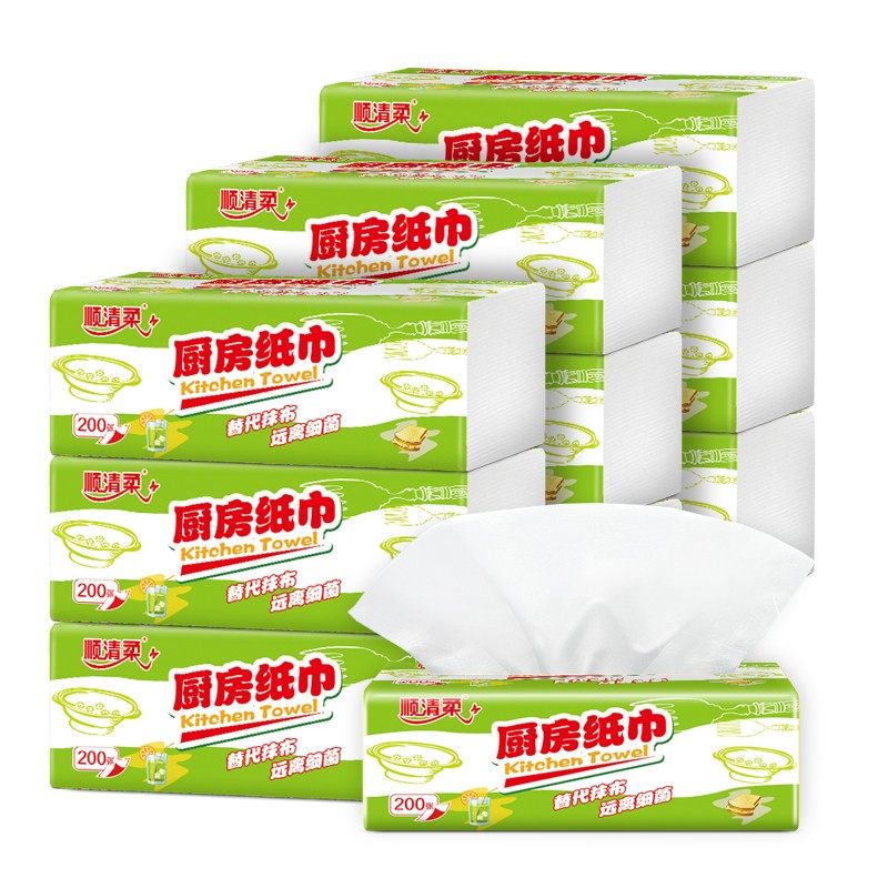 Skyunqing soft kitchen paper paper 9 pack 1800 tissue paper wiped hand paper wash dishwash water absorption paper
