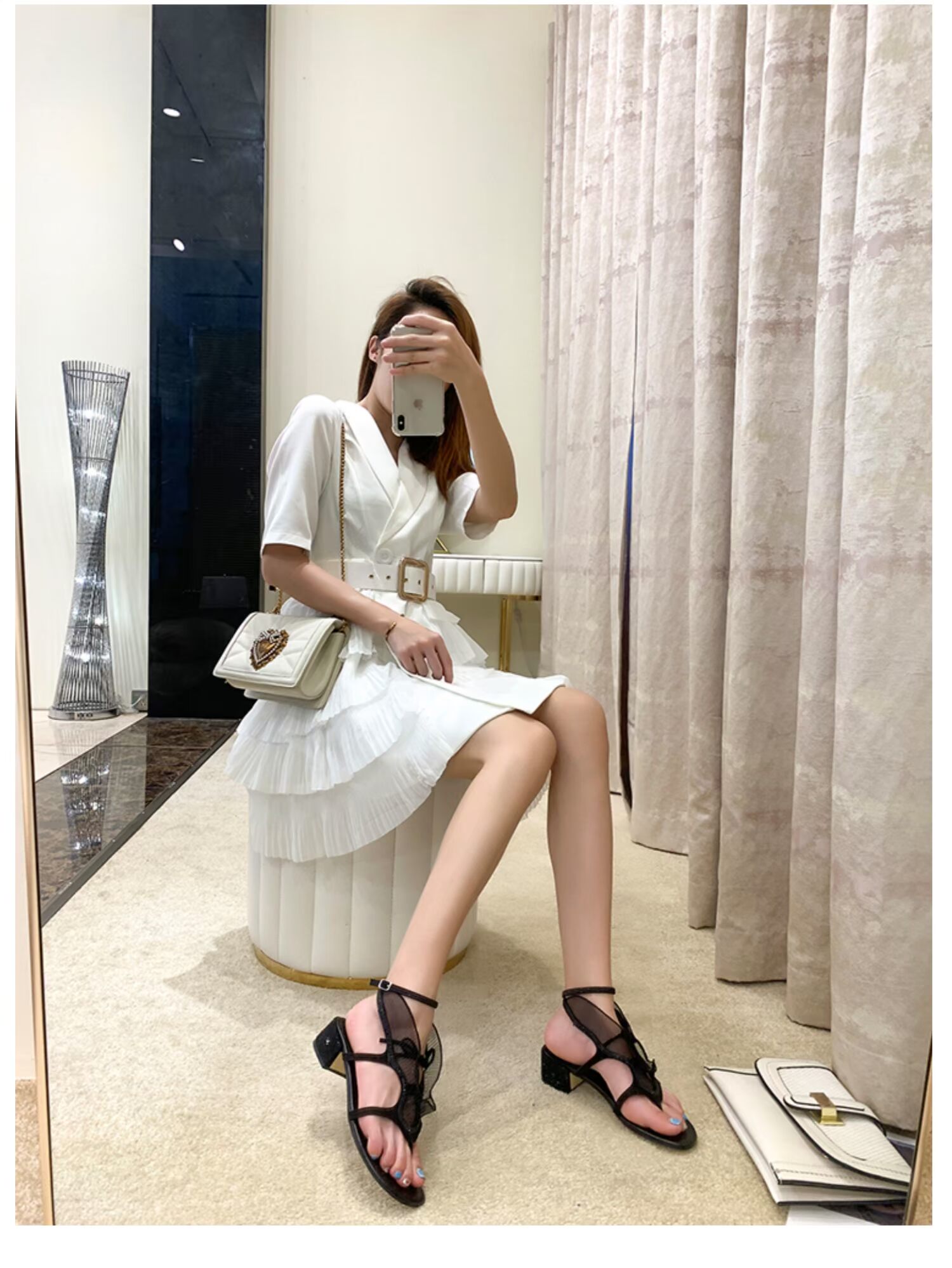 Giày sandal lưới nữ màu đỏ thủy triều 2019 mùa hè mới toe rhinestone dày với siêu hoang dã gió thần gió La Mã - Sandal sandal bitis