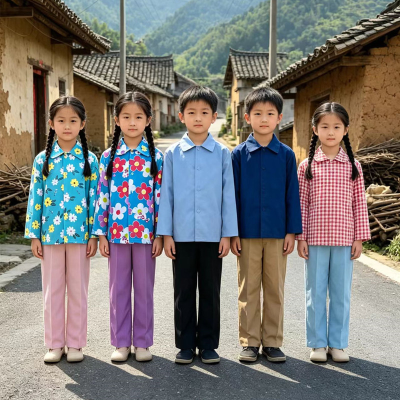 80S Nostalgic Clothing for Children, 70S Rural Clothes, 70S and 80S Farmer Outfits, 60S Youth Worker Village Girl Performance Costumes