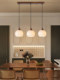 Restaurant Chandelier Three-Head Dining Table Lamp New Walnut Strip Lamp Antique Style Creative Home Dining Room Lamp Restaurant Lamp