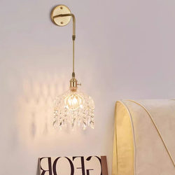 Creative and Personalized Warm Bedside Wall Lamp, Simple Modern Light Luxury Corridor Crystal Wall Lamp, French Mid-Century Bedroom Lighting Fixtures