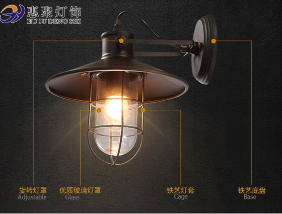 Loft Wall Lamp for Corridor, American Retro Balcony Single-Head Wall Lamp, European-Style Outdoor Waterproof Wrought Iron Wall Lamp