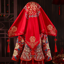 Red hijab for the bride red gauze scarf for the wedding Chinese embroidery Xiuhe suit veil for the wedding brides wedding veil hijab