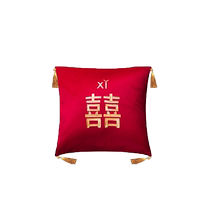 A pair of red pillows with Happy Wedding words for weddings wedding room press bed bedroom pillows newlywed double Xi words embroidered back cushions