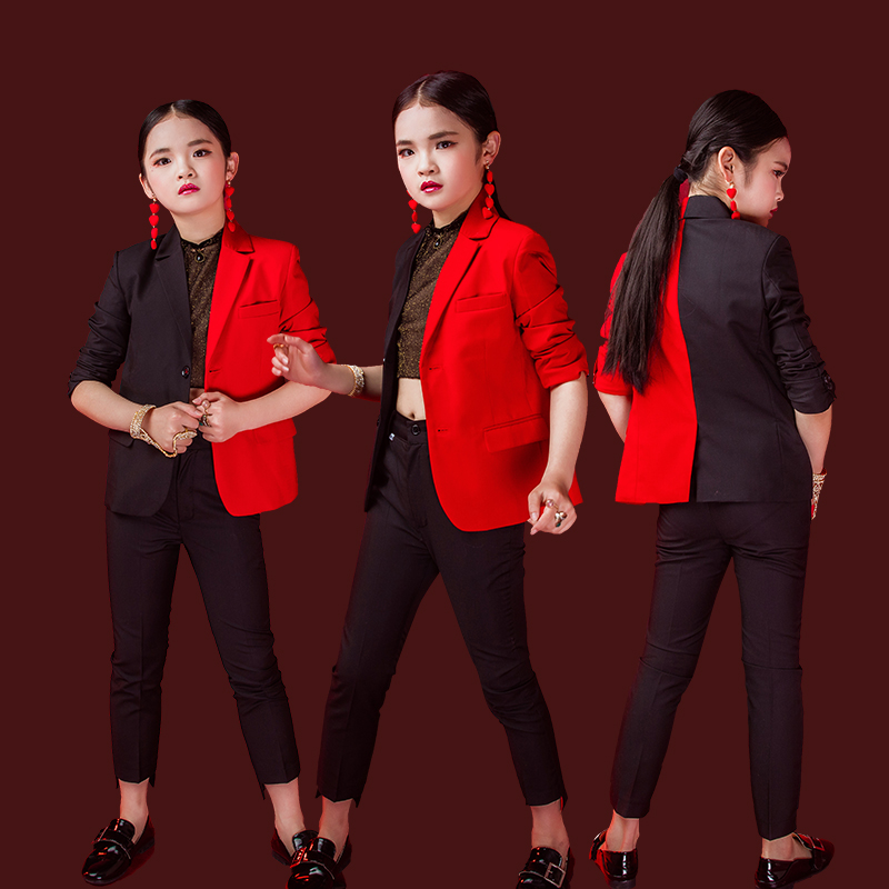 High-end children's dresses color matching suits Catwalk class clothes Catwalk opening show model class clothes Custom girls ' suits