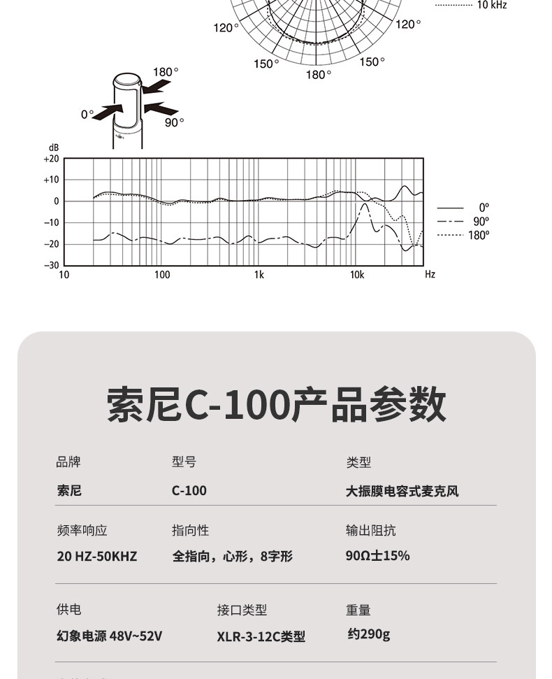 Sony/索尼 C-80 C-100电容麦克风 主播K歌游戏有声书ASMR录音话筒