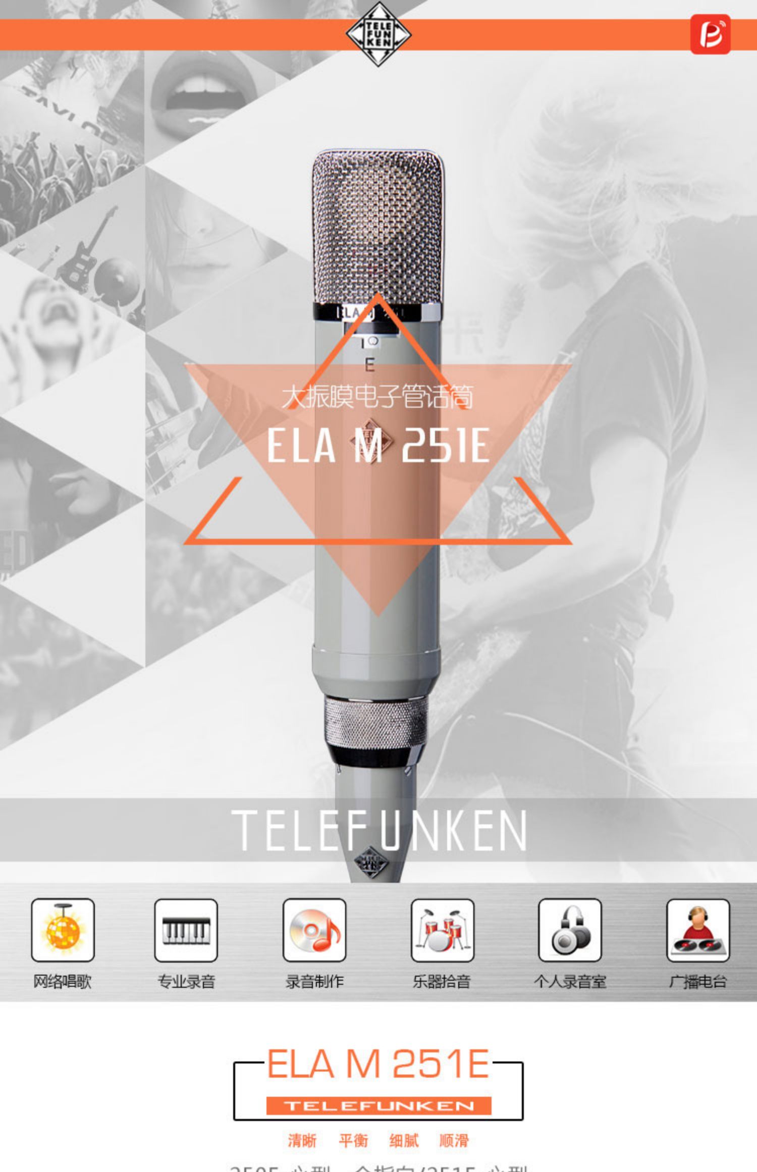 德律风根 Telefunken Ela M251E 251-E 电子管 话筒麦克风 行货