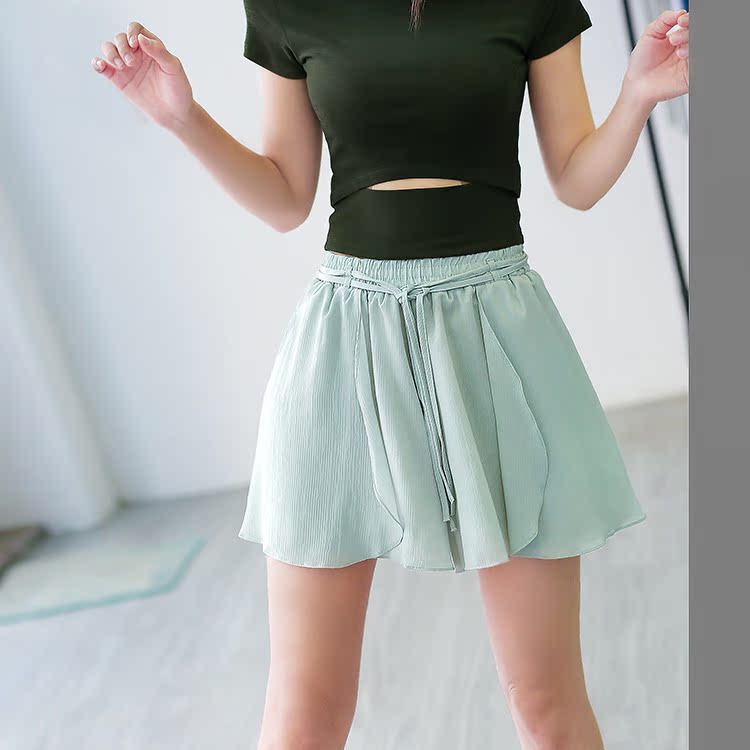 Casual loose voan váy giả hai thoáng khí nhanh chóng làm khô quần chân rộng Hàn Quốc phiên bản của dây đeo thể thao yoga váy bộ adidas nữ mùa đông