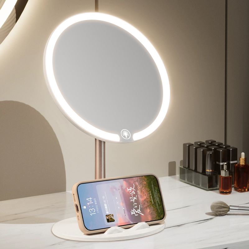 2025年新型LEDミラー化粧鏡デスクトップライト付き学生家庭用フィルライトミラー化粧光る上級者向け