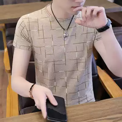 Cotton short sleeve T-shirt men Korean version of the trend 2021 summer new men half sleeve jacket handsome Joker Tide brand