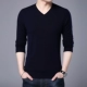 Mùa xuân áo len mỏng cổ chữ V nam áo len mỏng phù hợp Hàn Quốc trẻ trung kích thước lớn màu tinh khiết dệt kim đáy áo thủy triều - Áo len