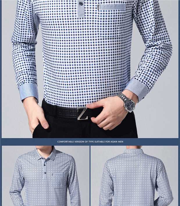 Áo cotton nam trung niên mùa xuân cha áo sơ mi dài tay áo thun lụa tơ tằm áo thun polo nam