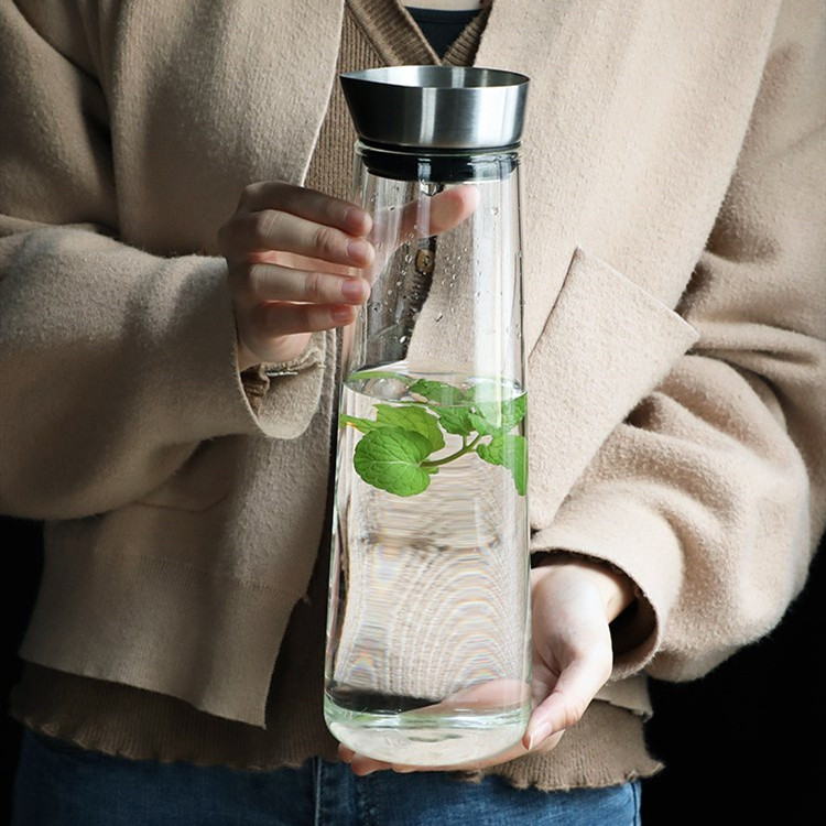 Creative Nordic style heat-resistant glass cold water pot Household large capacity thickened glass cold water pot Juice pot Cold water pot