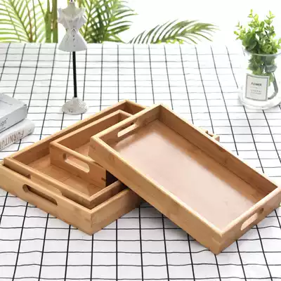 Bamboo tea tray kung fu tea set large tea tray Japanese simple bamboo tray rectangular solid wood Tea Sea