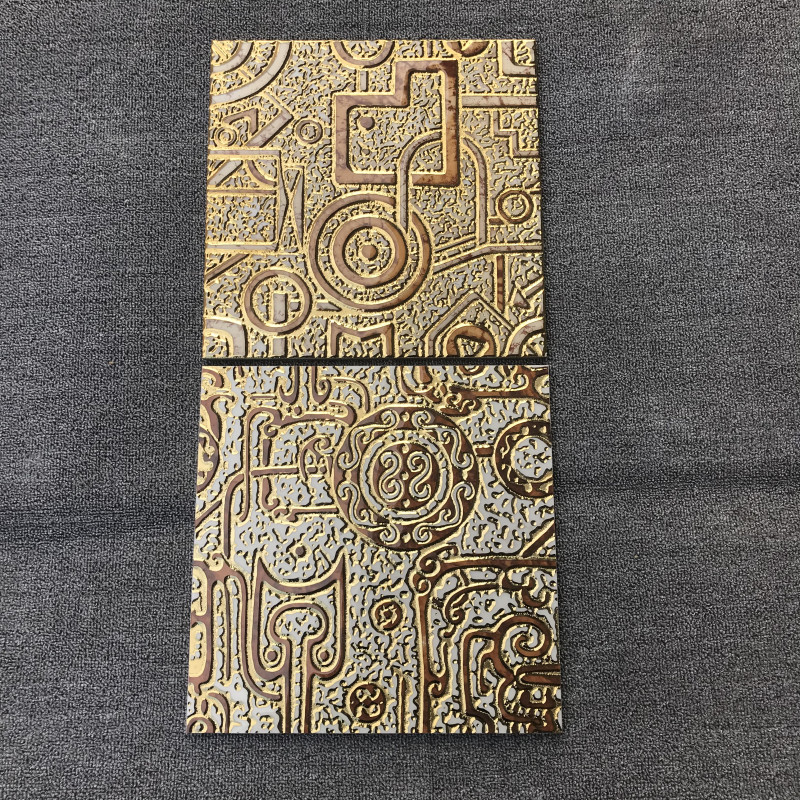 Golden polished crystal tile 300x300 retro Phnom Penh powder room balcony bathroom gilded floor tiles porch background tiles