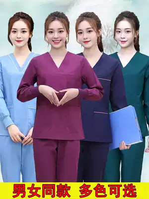 Hand wash clothes surgical clothes long sleeve two-piece set operating room blue cotton isolation clothes doctor clothes nurse work clothes