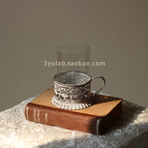 3yulab grandma gray French country vintage iron old hand-held Candlestick does not contain candle flower shop ornaments display