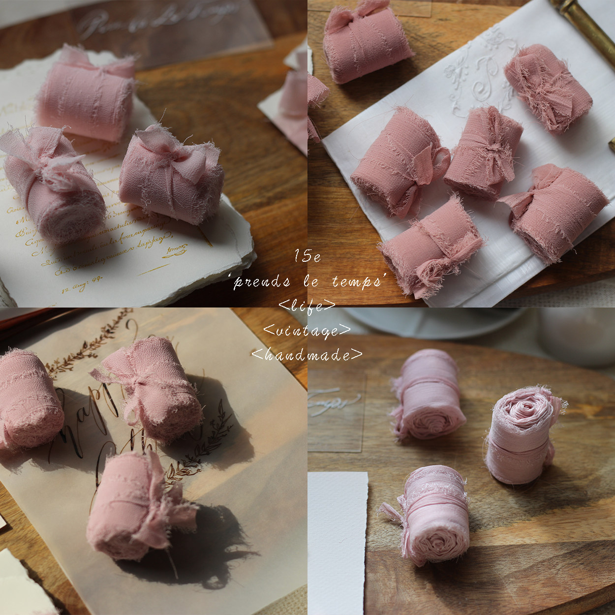 3yu powder thin section supplements satin ins hand torn raw edge ribbon handmade wedding invitation ribbon hand holding flower tied