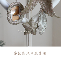 3yulab Korean Christmas tree Christmas five-pointed star three-dimensional champagne gold Photo placement props star decoration