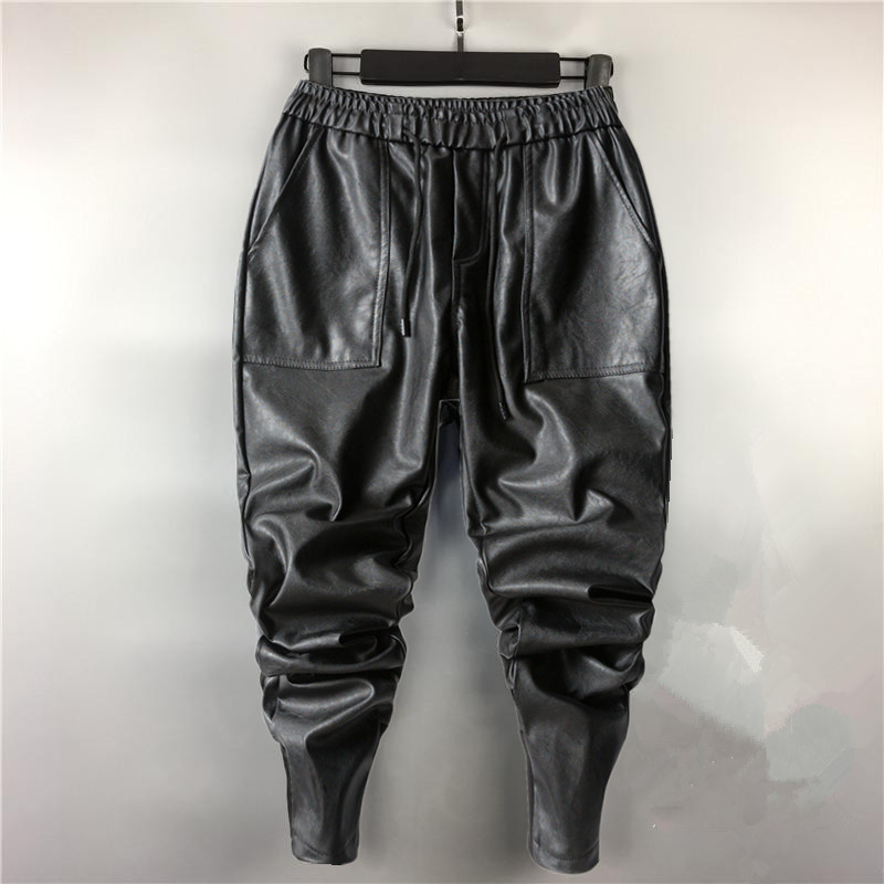 Youth leather pants masculiny thicken thicken with small feet tight waterproof tide locomotive tightness waist spirit Social little guys pants camouflages