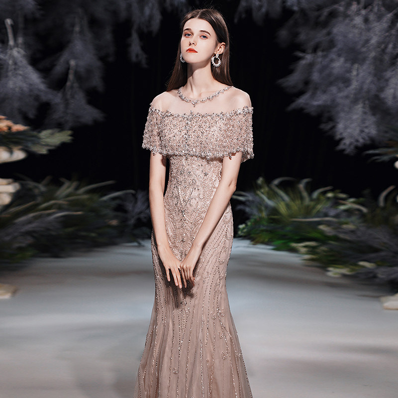 High-end Big Brands Temperament Evening Gown Dress Women 2022 New Exploits Host Extravagant Sexy Fishtail Rework Banquet